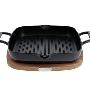 All-Clad Cast Iron 11" Grill & Acacia Wood Trivet